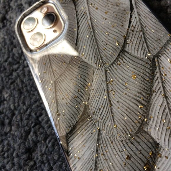 iPhone XR Case Black Grey Feather Print Cover NEW - Picture 6 of 11